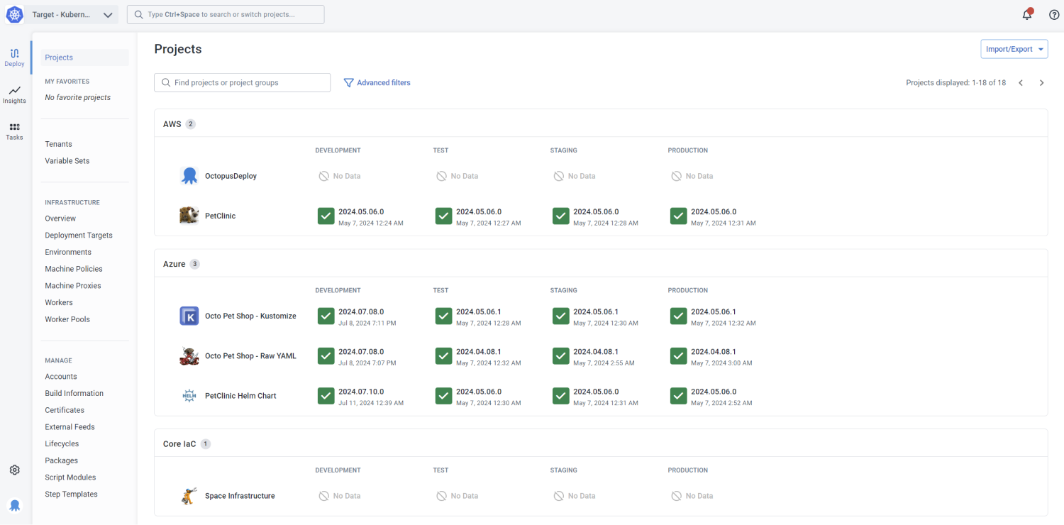 Octopus Dashboard